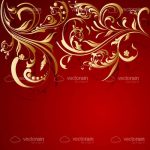 Gold and Red Abstract Floral Background